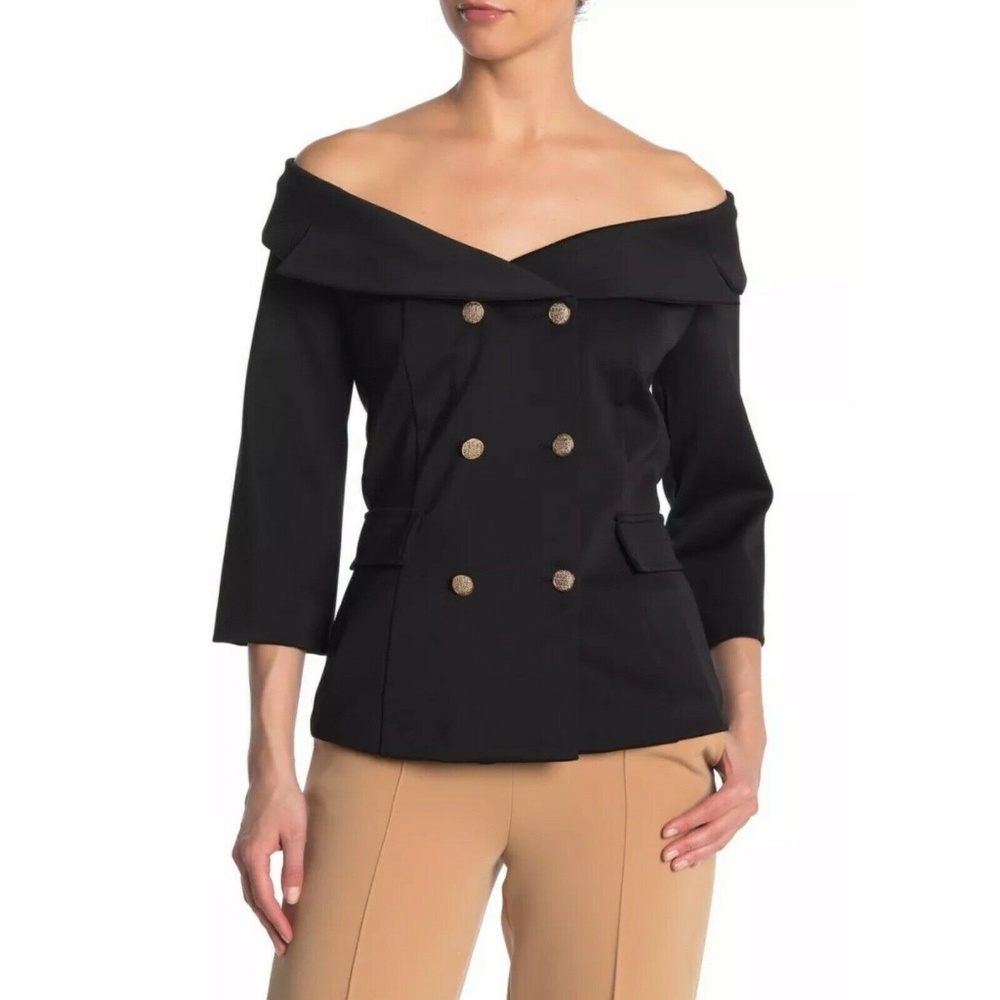Joseph Ribkoff Double Breast Off The Shoulder Top